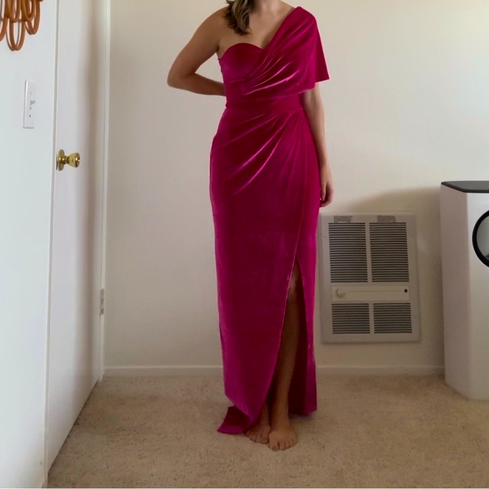 Pink velvet formal gown